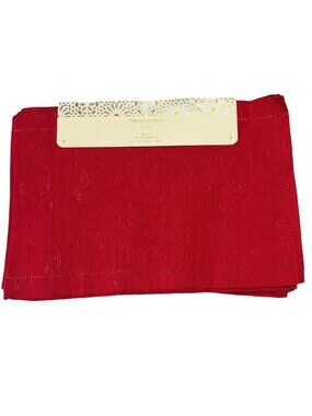 Cynthia Rowley Set of 8 Red Metallic Placemats 13x19 Holiday Table Decor